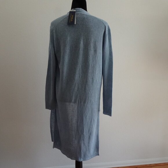 Polo Ralph Lauren Duster Cardigan Women's Size S Blue Linen Long Open Front - Picture 8 of 13